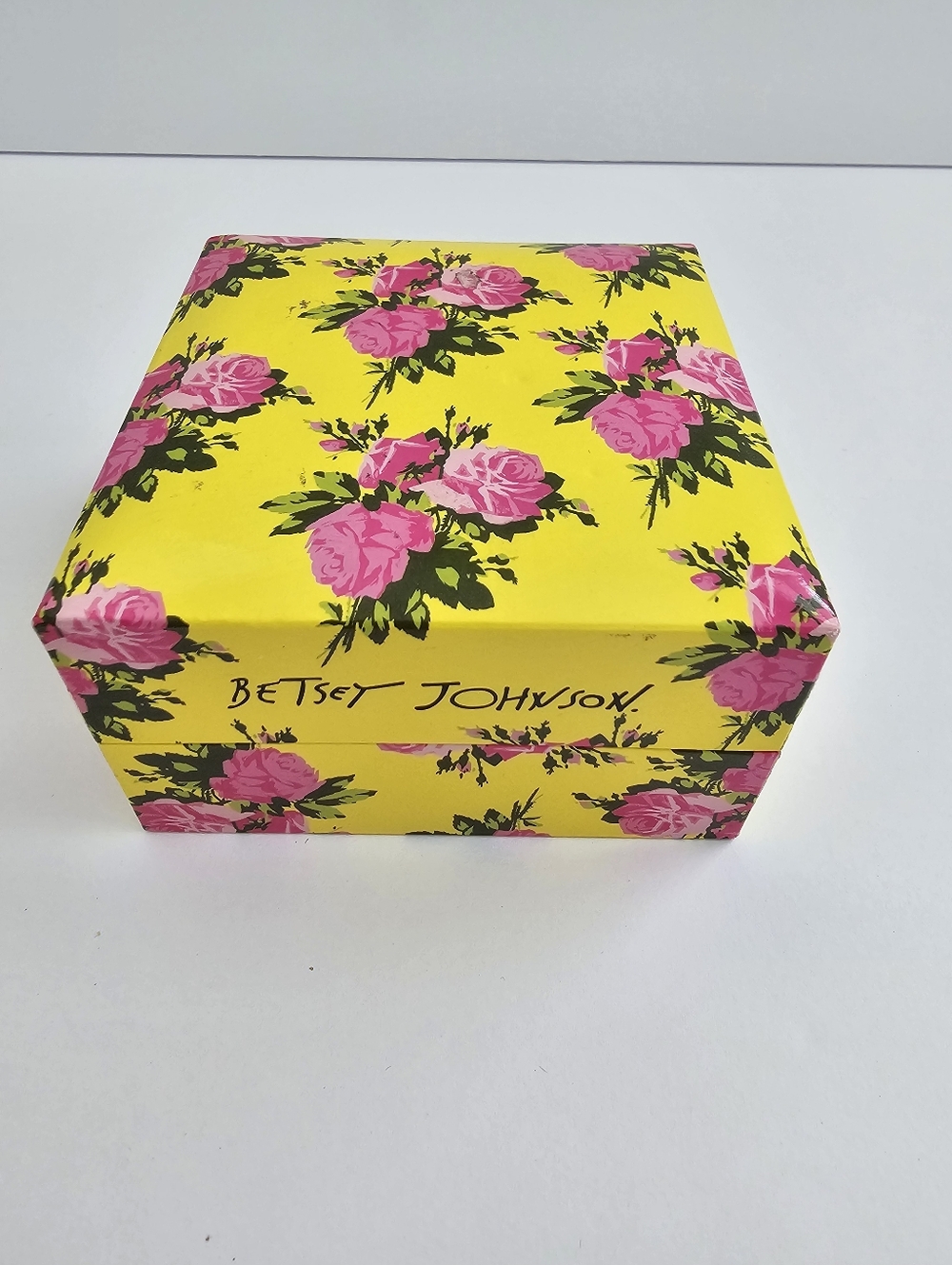 Betsey Johnson Signature Floral & Striped Jewelry Box – 3" Square Gift Box​